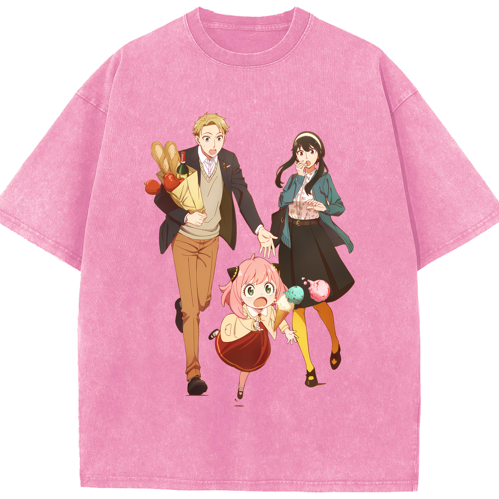 （画像用） SPY×FAMILY间谍家家酒 綿100% ヴィンテージ風 半袖Tシャツ（フロントプリント）
